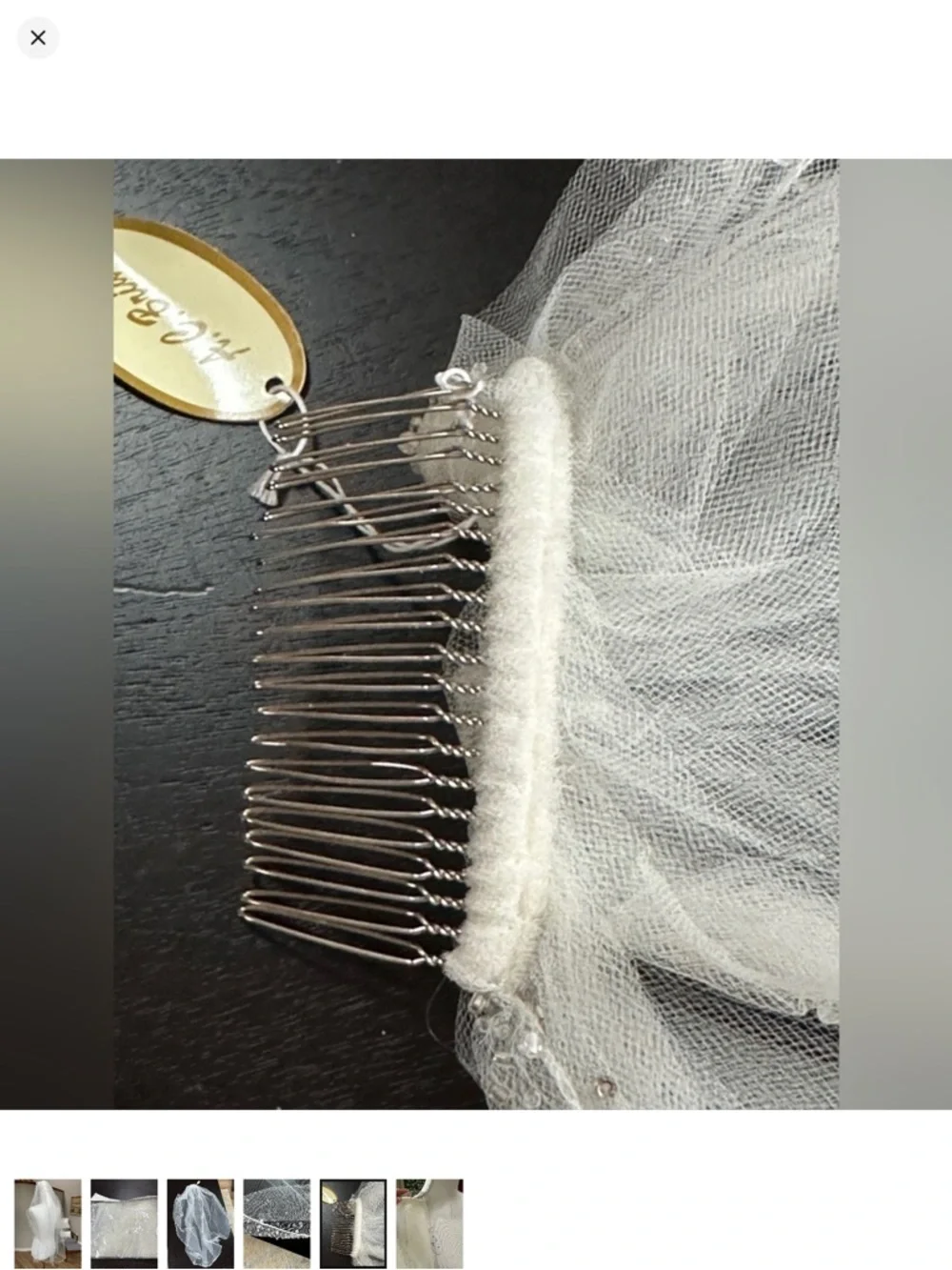 Off white waist Tulle Bridal Veil with Comb and sparkle beading.